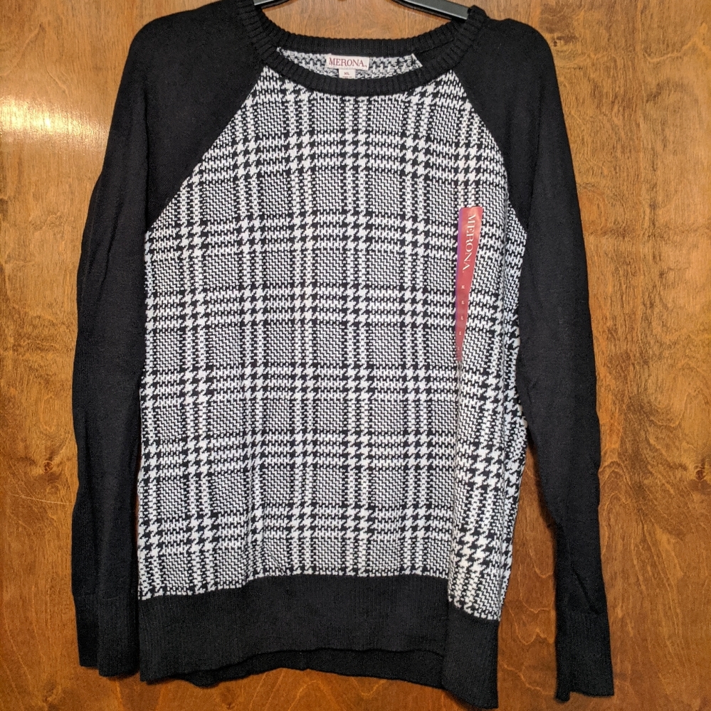 Houndstooth Plaid Sweater